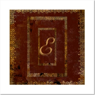 Grunge Leather Look Book Cover Personalised Initial E Posters and Art